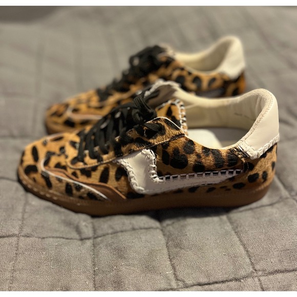 Dolce Vita Shoes - Dolce Vita Leopard Calf Hair Sneakers Tan Black White Leather 0537B Womens 8-9